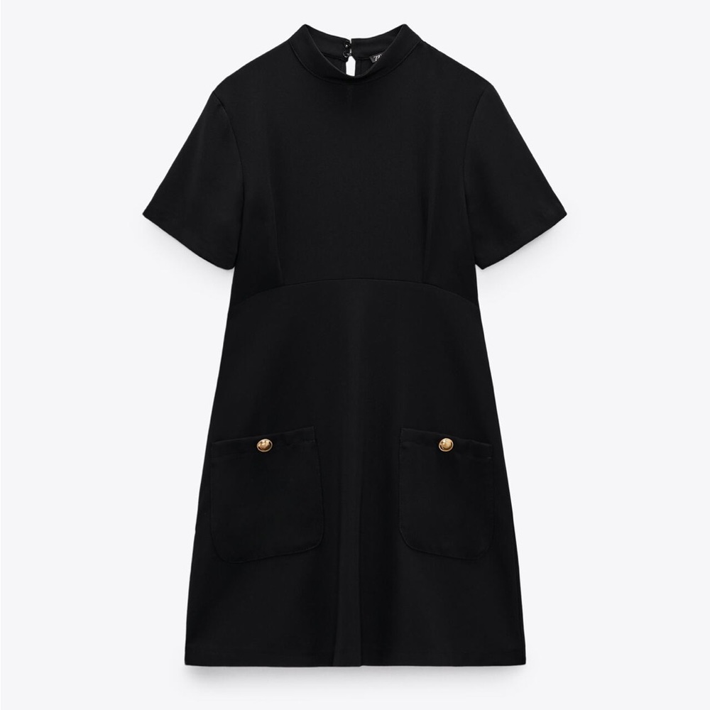 ZARA HIGH COLLAR DRESS BLACK